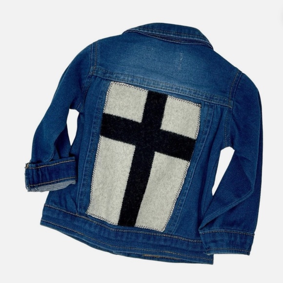 New Denim jacket upcycled with Pendleton wool - 12 Mos